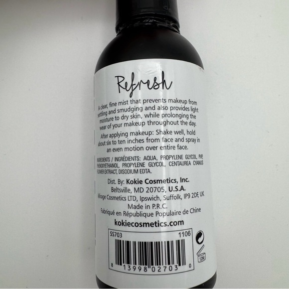 Kokie Professional Refresh Hydrating Setting Spray Long Lasting 2.02oz Moisture - Picture 5 of 6
